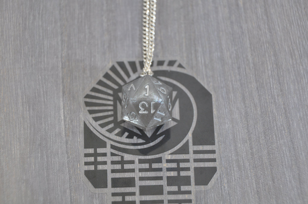 Necklace D20 Silver Lined Storm